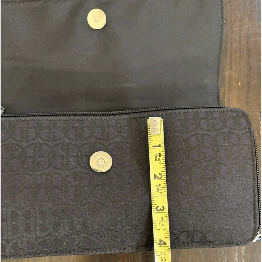 NWOT Giani Bernini Black Monogram Purse Handbag Faux Leather & Canvas 4” X 10”